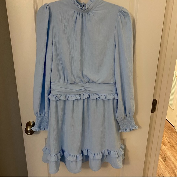 TCEC Dresses & Skirts - TCEC Baby Blue Ruffled Long Sleeve Dress